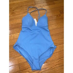 CALIA Women's Swim Triangle Strappy Back‎ One Piece Tranquil Blue Size 10 Padded